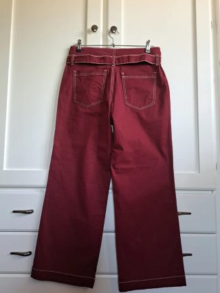 Pantalón ancho mujer color vino