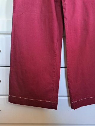 Pantalón ancho mujer color vino