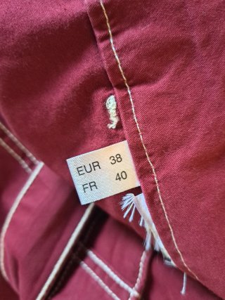 Pantalón ancho mujer color vino