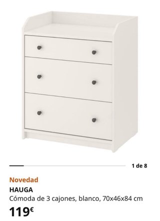 Cómoda Ikea HAUGA blanca y madera