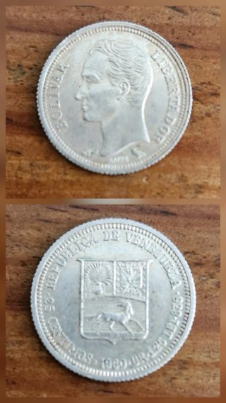 Lote 5 monedas Plata Venezuela + regalo 4 monedas