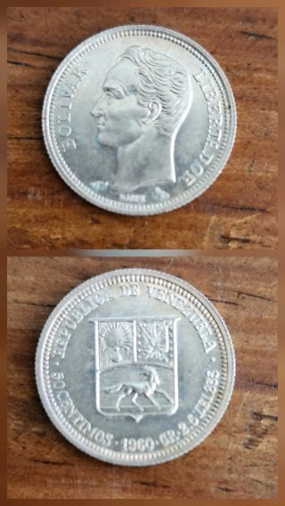 Lote 5 monedas Plata Venezuela + regalo 4 monedas