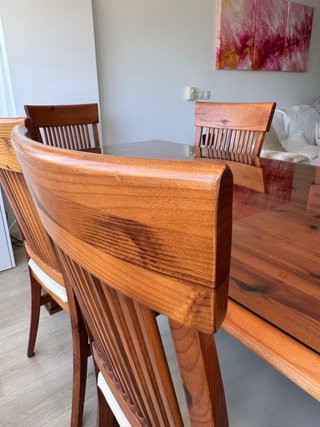 Mesa de comedor madera y cristal