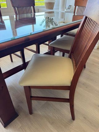Mesa de comedor madera y cristal