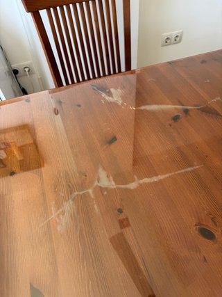 Mesa de comedor madera y cristal