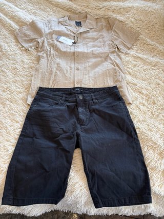 Conjunto Camisa y Pantalón Beige/Negro