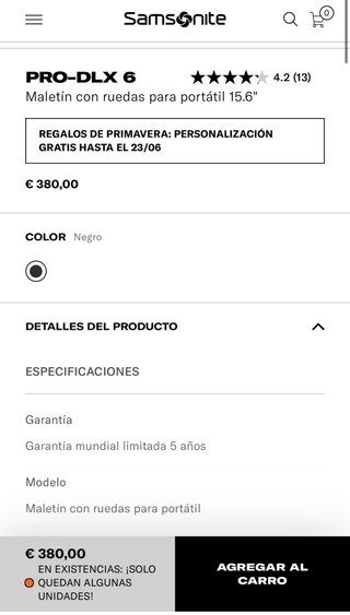 Maleta de cabina Samsonite Negra