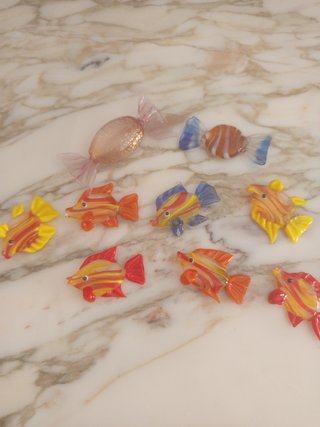 7 peces de cristal Murano (todos) impecables