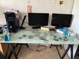 Mesa escritorio cristal templado diseño moderno