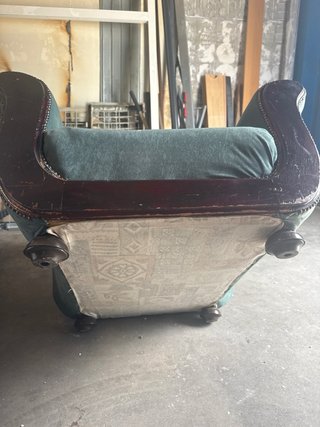 Sillón vintage tela y madera