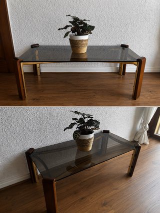Mesa de centro cristal y madera