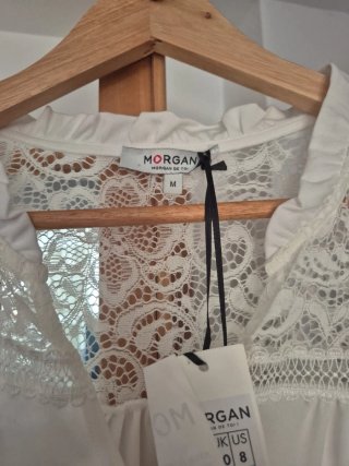 Blusa Morgan Encaje Blanca Talla M