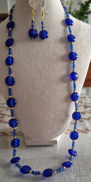 Conjunto collar y pendientes cristal azul