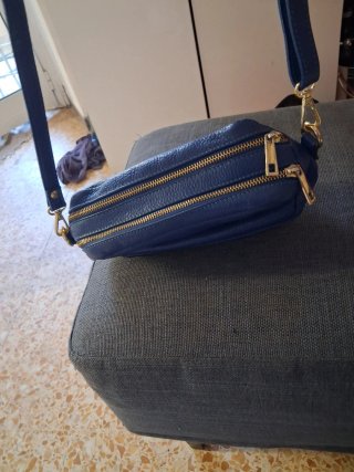 Borsetta donna pelle blu con tracollina