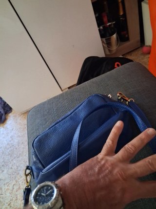Borsetta donna pelle blu con tracollina