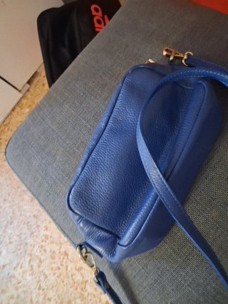 Borsetta donna pelle blu con tracollina