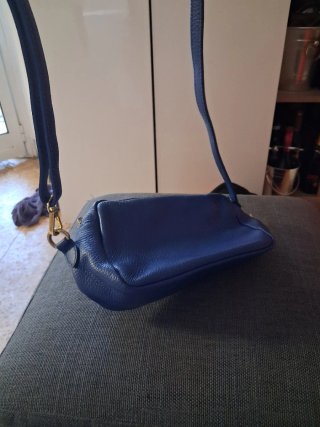 Borsetta donna pelle blu con tracollina