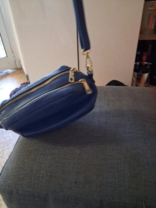Borsetta donna pelle blu con tracollina