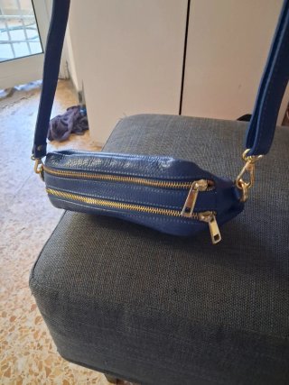 Borsetta donna pelle blu con tracollina