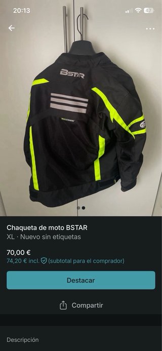 Chaqueta Moto BSTAR XL Negra/Neón