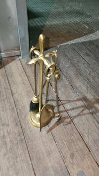 Juego Utensilios Chimenea Bronce