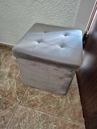 Puf/Taburete almacenaje gris