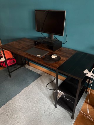 Scrivania computer legno e metallo