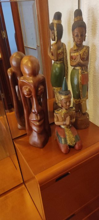 Conjunto 3 Figuras Madera Policromadas