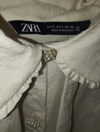 Blusa Zara Vintage Beige/Blanco Crudo