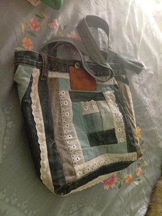 2  Bolsos vaqueros patchwork único