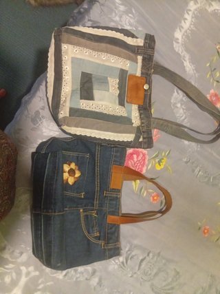 2  Bolsos vaqueros patchwork único