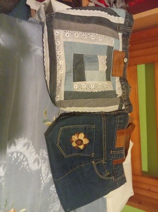 2  Bolsos vaqueros patchwork único