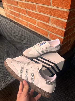 Adidas Samba Glitter Blancas y Plateadas