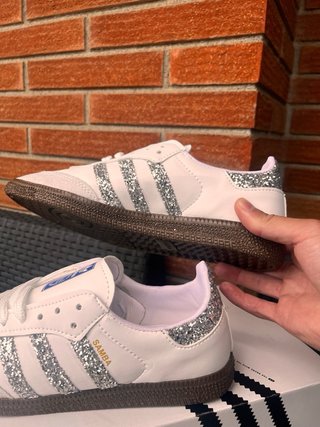Adidas Samba Glitter Blancas y Plateadas