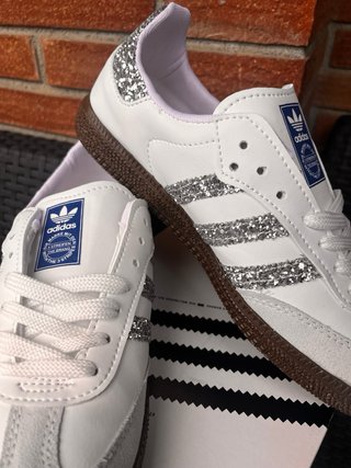 Adidas Samba Glitter Blancas y Plateadas