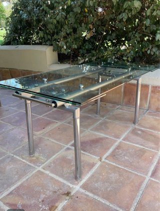 Mesa extensible aluminio y cristal