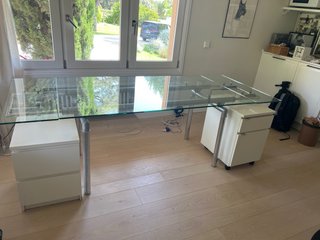 Mesa extensible aluminio y cristal