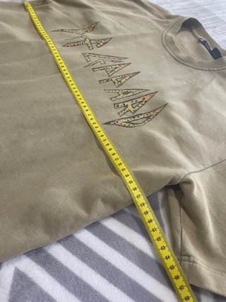 Camiseta Zara Def Leppard Oversize M Beige Caqui
