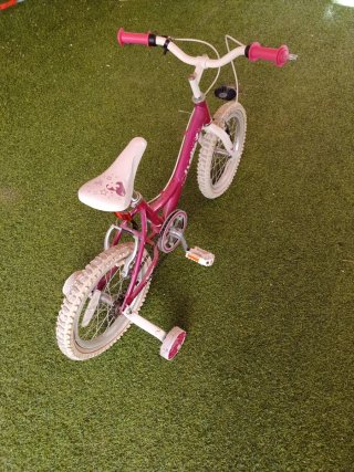 Bicicleta niña rosa con ruedines