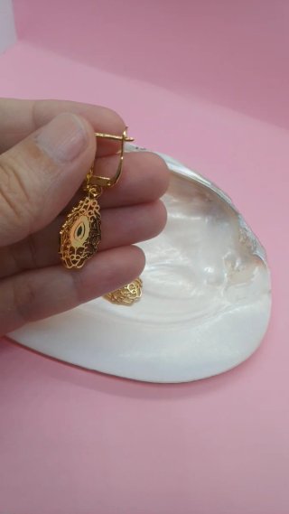 Pendientes Vintage Chapado Oro 18k Esmeralda