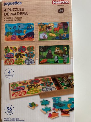 4 Puzzles Madera Juguettos Nenittos 96 Piezas