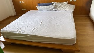 Cama Matrimonio Madera y Tela