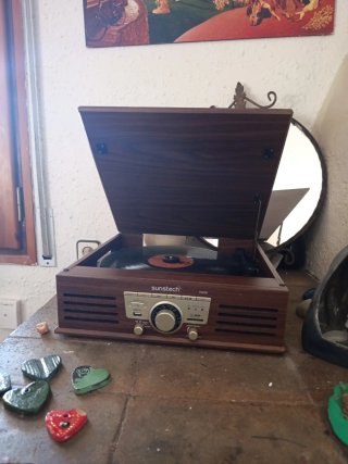 Tocadiscos Sunstech Marrón y Negro
