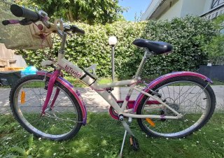 Bicicletta bambina B'Twin 24 rosa e bianca