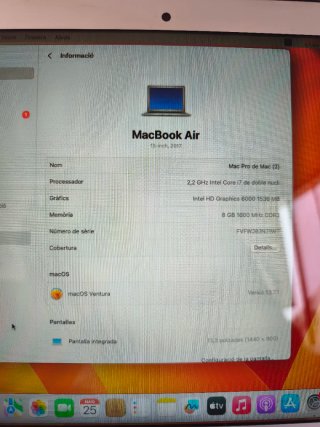 MacBook Air 2017 i7 2.2GHz Doble Núcleo SSD 512Gb