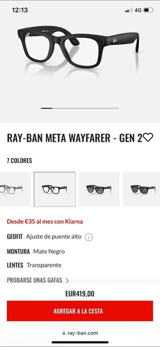 PRECINTADA! Ray-Ban Wayfarer Gen 2 Negro Mate