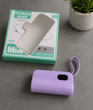 PowerBank 5000 mAh- cavo type c e lightning(Lilla)