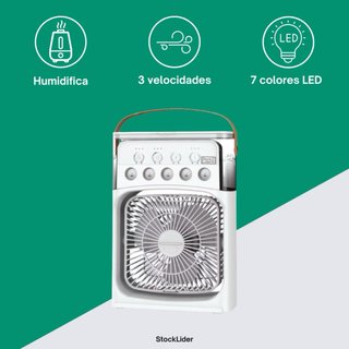 Mini Ventilador Humidificador LED RGB Portátil USB