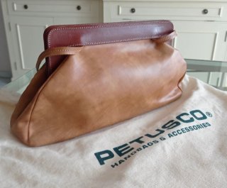 Bolso Petusco Piel Marrón y Rojo Vintage