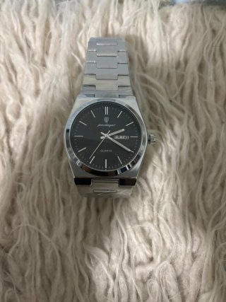 Reloj Podegard Negro con Correa Plateada